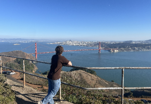 Jack Patrick stands overlooking the Golden Gate Bridge in San Francisco, California.
